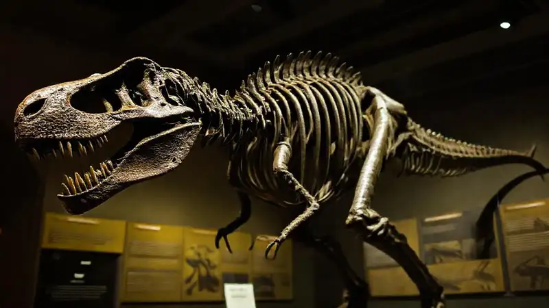 Hier ist die Antwort:Der Dinosaurier-Skelett ist beeindruckend und informativ