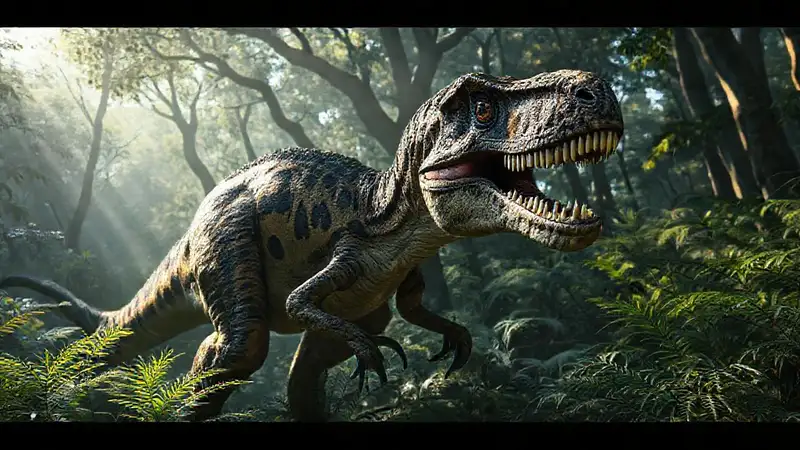 Der Velociraptor war furchterregend im Dschungel