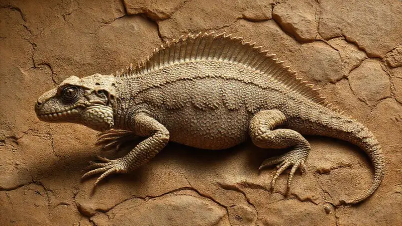 Hier ist eine mögliche Antwort:Fossilisiertes Reptil