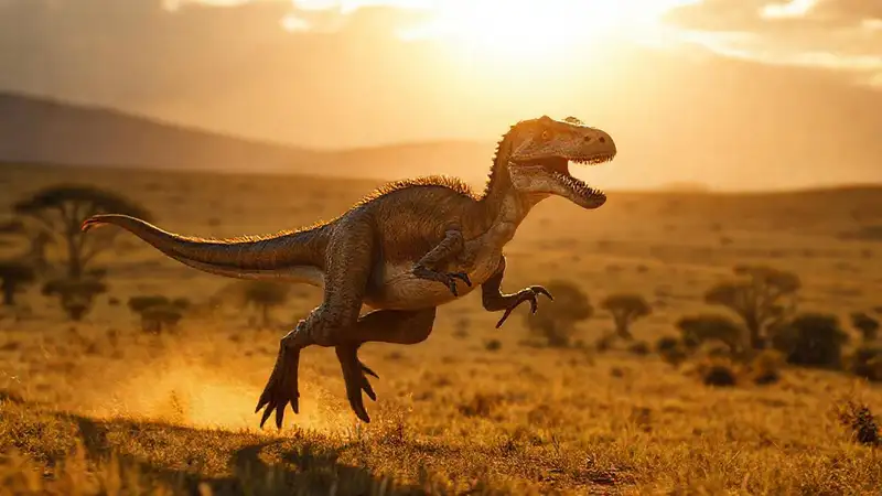 Hier ist die Antwort:Der Velociraptor rennt durch die Sonne