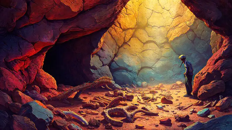 Hier ist die Antwort:Fossilienarchäologe untersucht alte Knochen