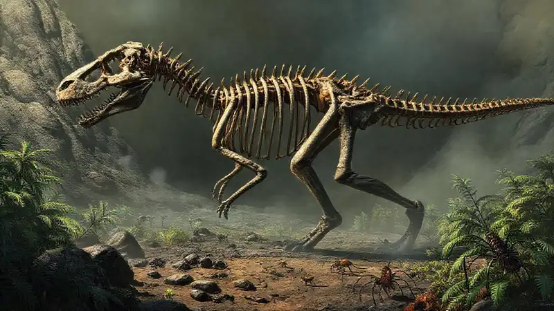 Hier ist die Antwort:Paläoart zeigt vulkanische Landschaften und Dinosaurier
