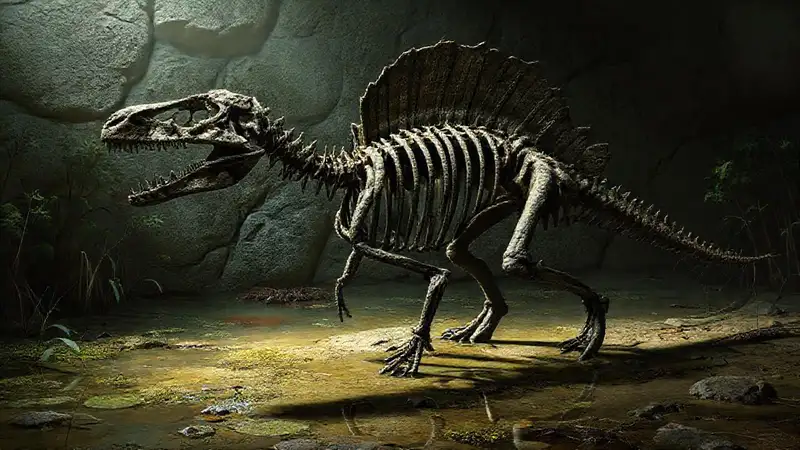 Hier ist die Antwort:Fossilierter Ankylosaurus in prähistorischem Sumpf