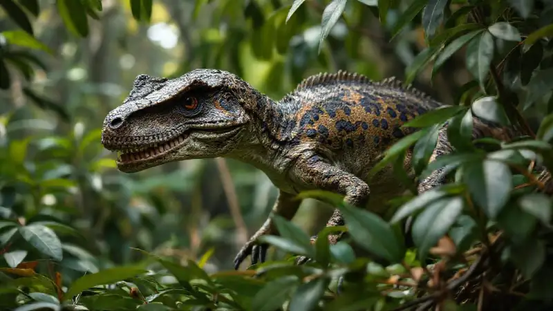Hier ist die Antwort:Der prähistorische Velociraptor versteckt sich leise