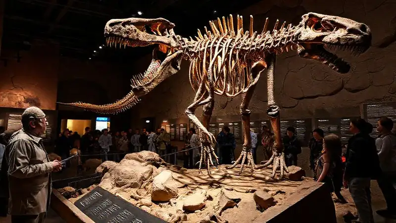 Hier ist die Antwort:Fossile Dinosaurier ziehen Neugierde im Museum