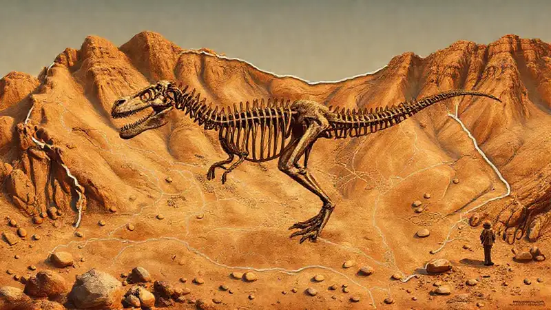 T-Rex-Fossilien in Montana-Landschaft